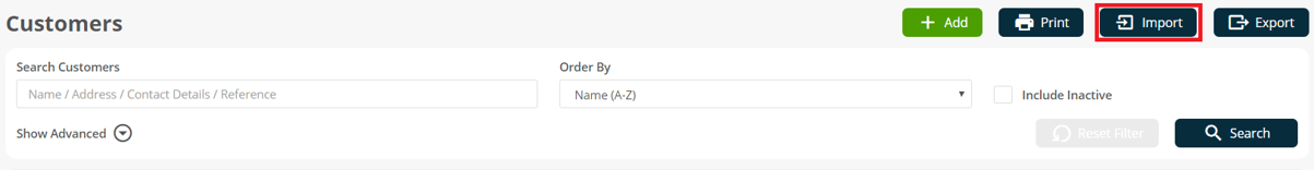 Joblogic Web - 'All Customers' screen