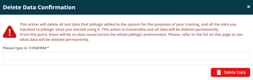 Joblogic Web - 'Delete Data Confirmation' pop-up