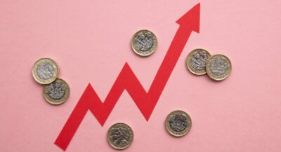 Increasing graph with coins on it