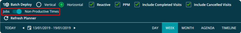Joblogic filter between Jobs and Non-productive times