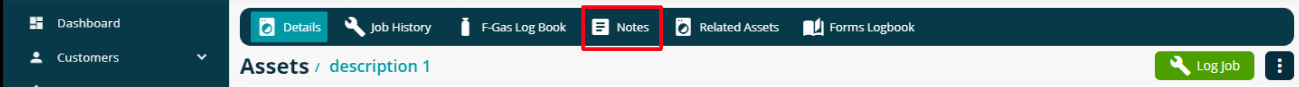 Asset detail notes heading