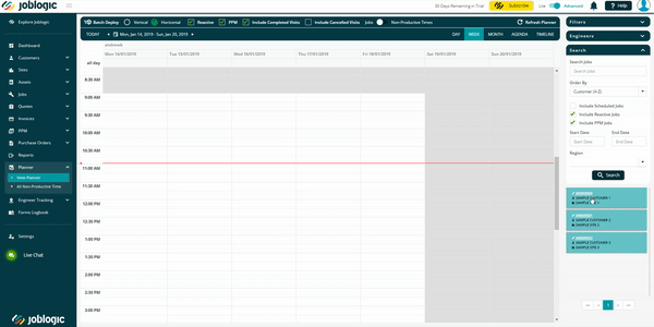 Drag and drop job scheduling