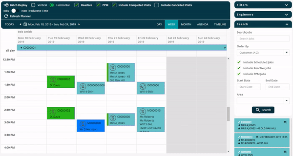 Drag and drop scheduler for carpet cleaning jobs