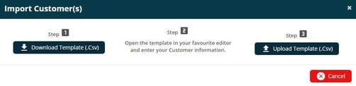 Joblogic Web - 'Import Customer(s)' pop-up