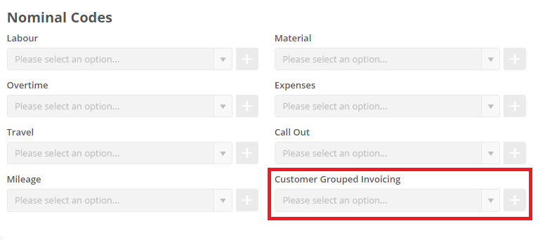 Screenshot of Nominal Codes section