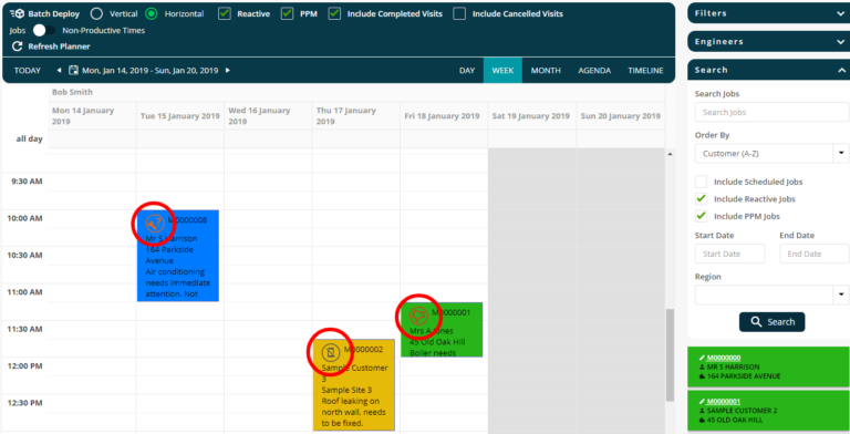 View updates within the Joblogic planner