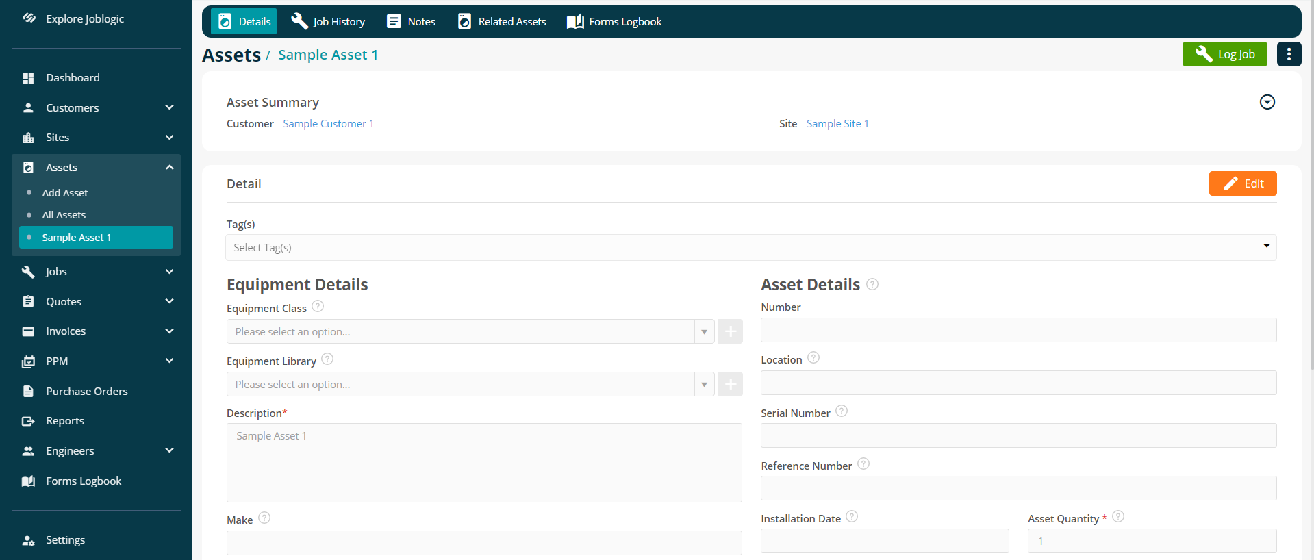Previous asset detail page