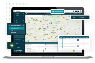 Laptop displaying Joblogic's Route Planning software