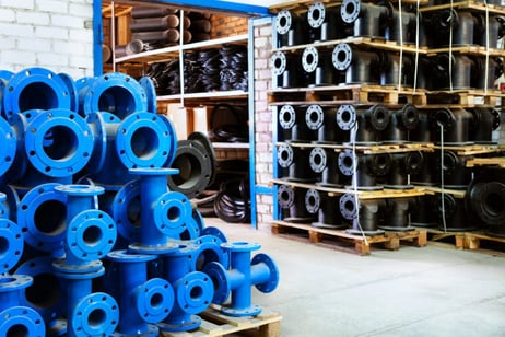 Stock room filled with various pipes